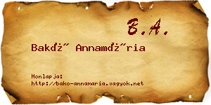 Bakó Annamária névjegykártya